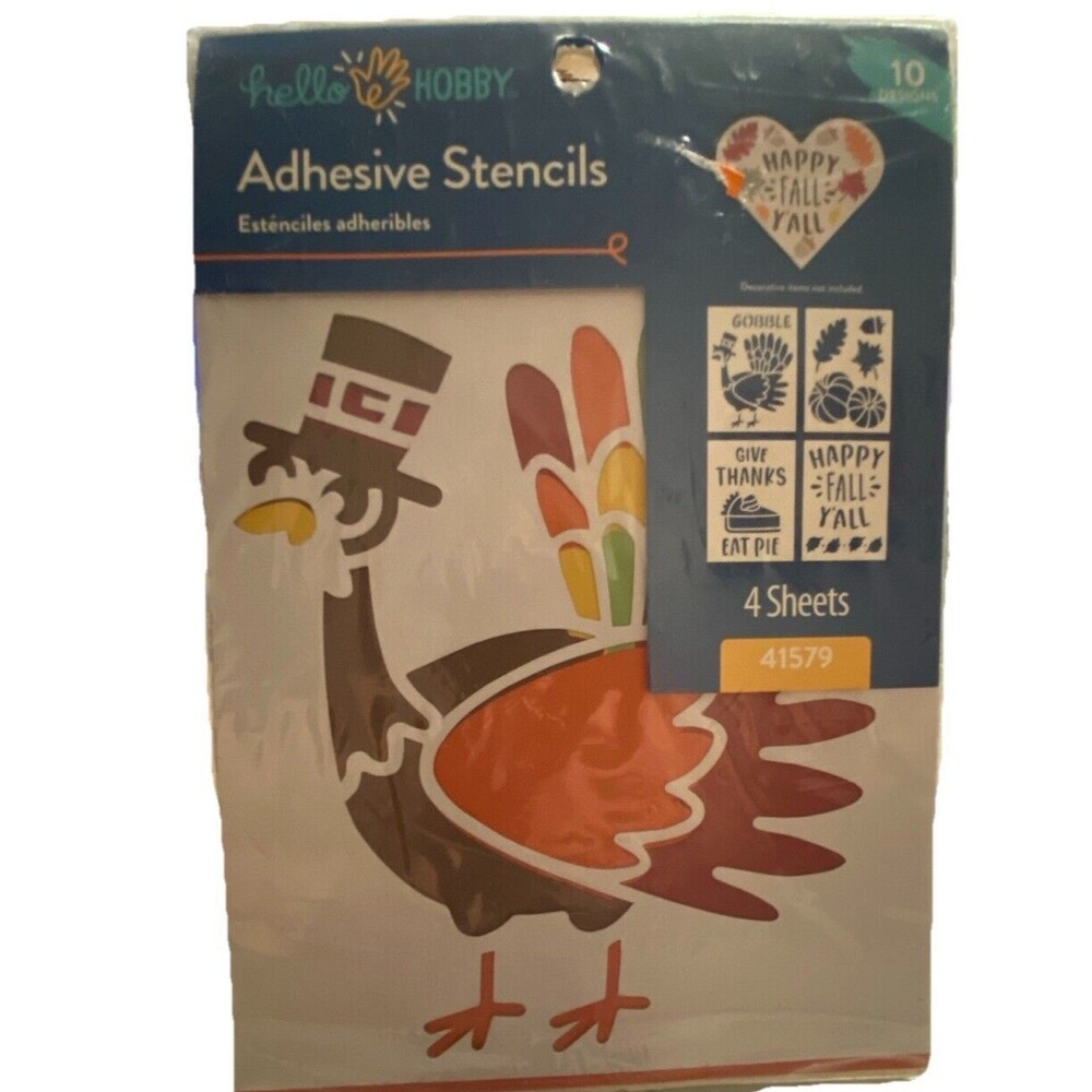 Fall Thanksgiving Adhesive Stencils Turkey “Happy fall Y’all” Leaves Crafting
